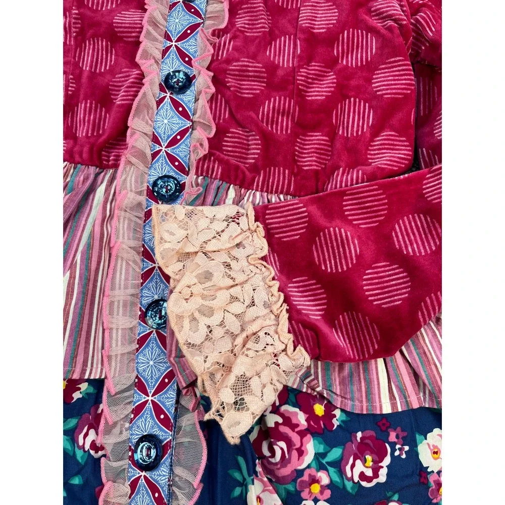 Wildflowers Matilda Jane Mixed Print Velvet Floral Tiered Tunic Dress Girls 10